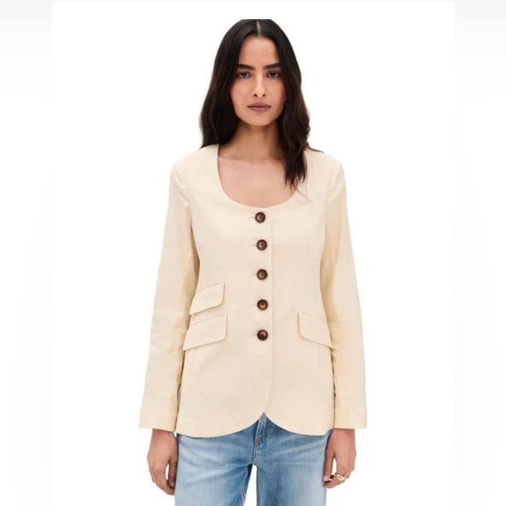 rag & bone Roslyn Collarless Linen-Blend Blazer